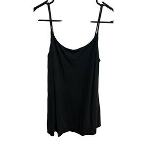 Eileen Fisher Sz XS Black Silk Sleeveless Spaghetti Strap Camisole Top Minimal